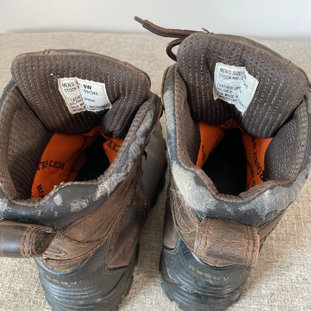 Rocky Mens Thinsulate 600 Gram‎ Work Boots Size 9W Leather Hunting Waterproof